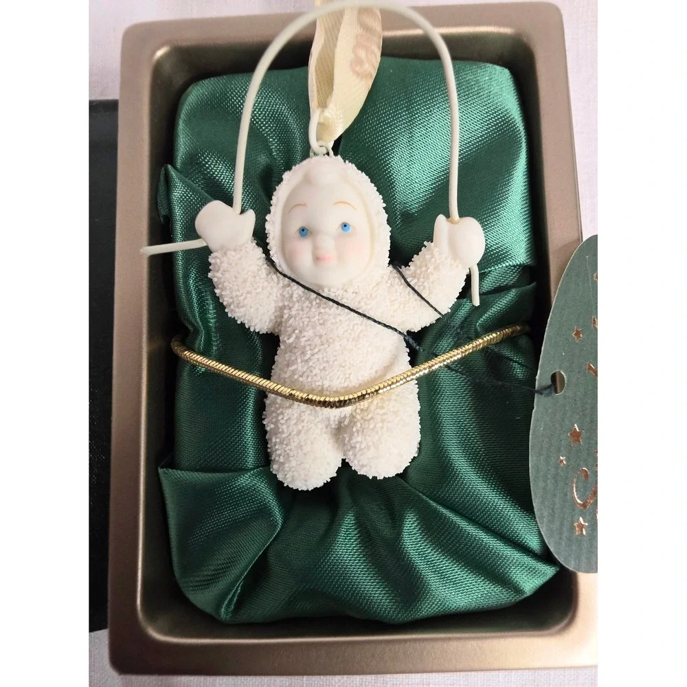 Dept 56 Snowbabies Jump For Joy Ornament in Book Box Bisque Porcelain Figure